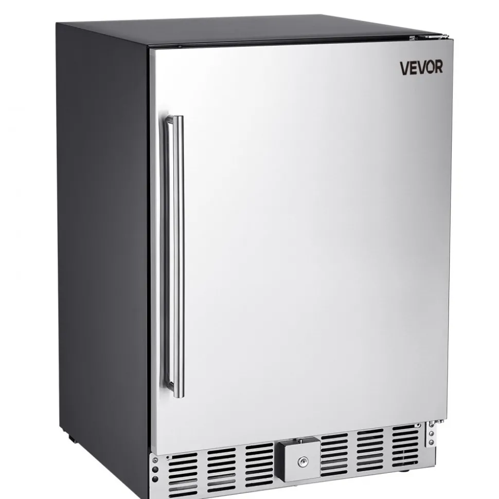 VEVOR 24-Inch Indoor/Outdoor Beverage Refrigerator, 150 QT Freestanding or Undercounter Beverage Fridge, 180 Cans Built-in Beer Fridge with Metal Plate Body for Residential Home Bar Commercial Use