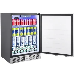 VEVOR 24-Inch Indoor/Outdoor Beverage Refrigerator, 150 QT Freestanding or Undercounter Beverage Fridge, 180 Cans Built-in Beer Fridge with Metal Plate Body for Residential Home Bar Commercial Use
