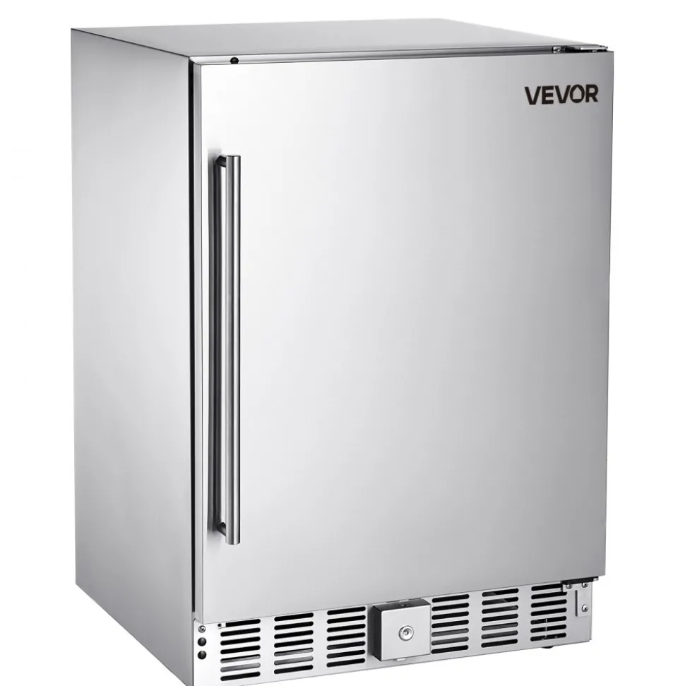 VEVOR 24-Inch Indoor/Outdoor Beverage Refrigerator, 150 QT Freestanding or Undercounter Beverage Fridge, 180 Cans Built-in Beer Fridge with Stainless Steel Body for Residential Home Bar Commercial Use