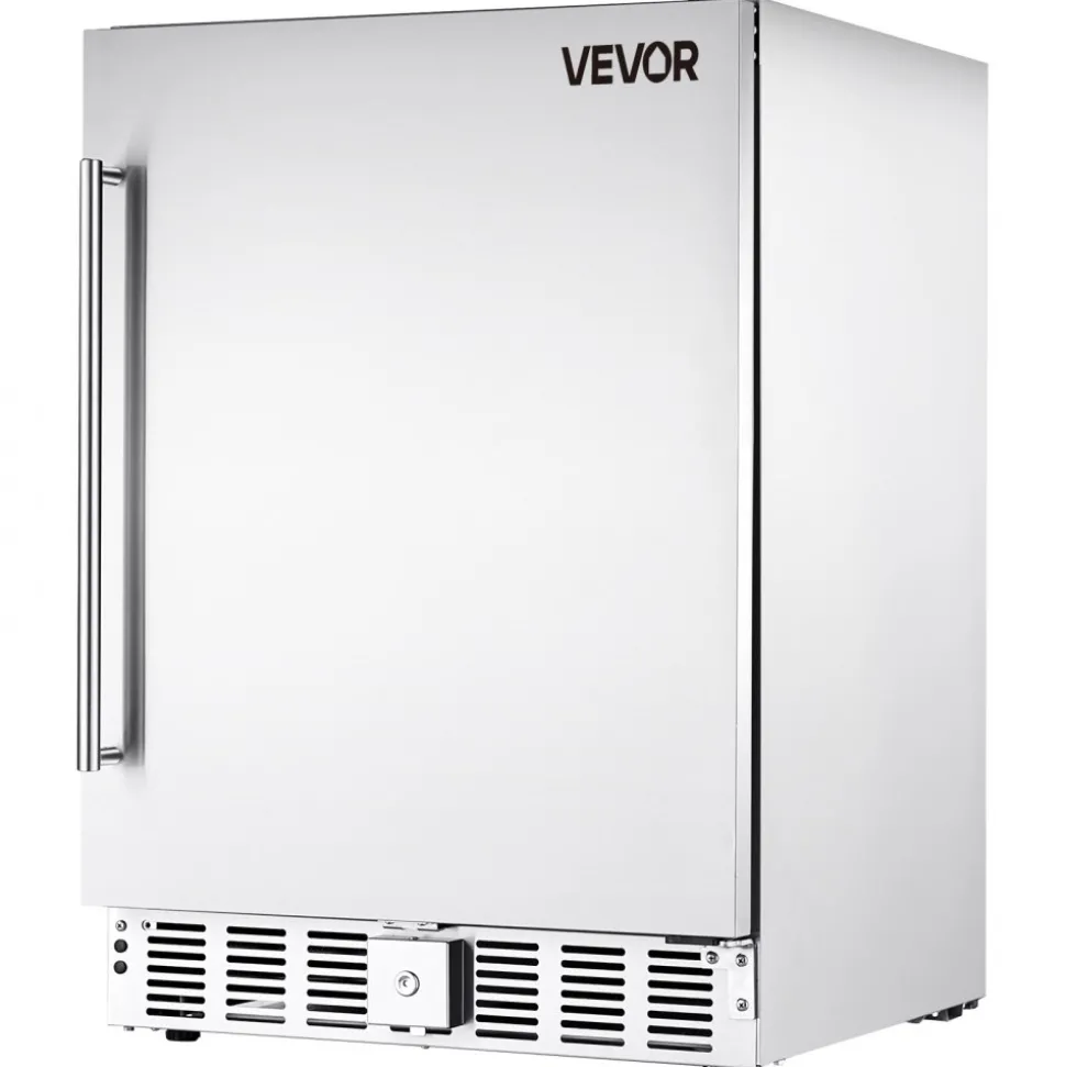 VEVOR 24-Inch Indoor/Outdoor Beverage Refrigerator, 150 QT Freestanding or Undercounter Beverage Fridge, 180 Cans Built-in Beer Fridge with Stainless Steel Body for Residential Home Bar Commercial Use