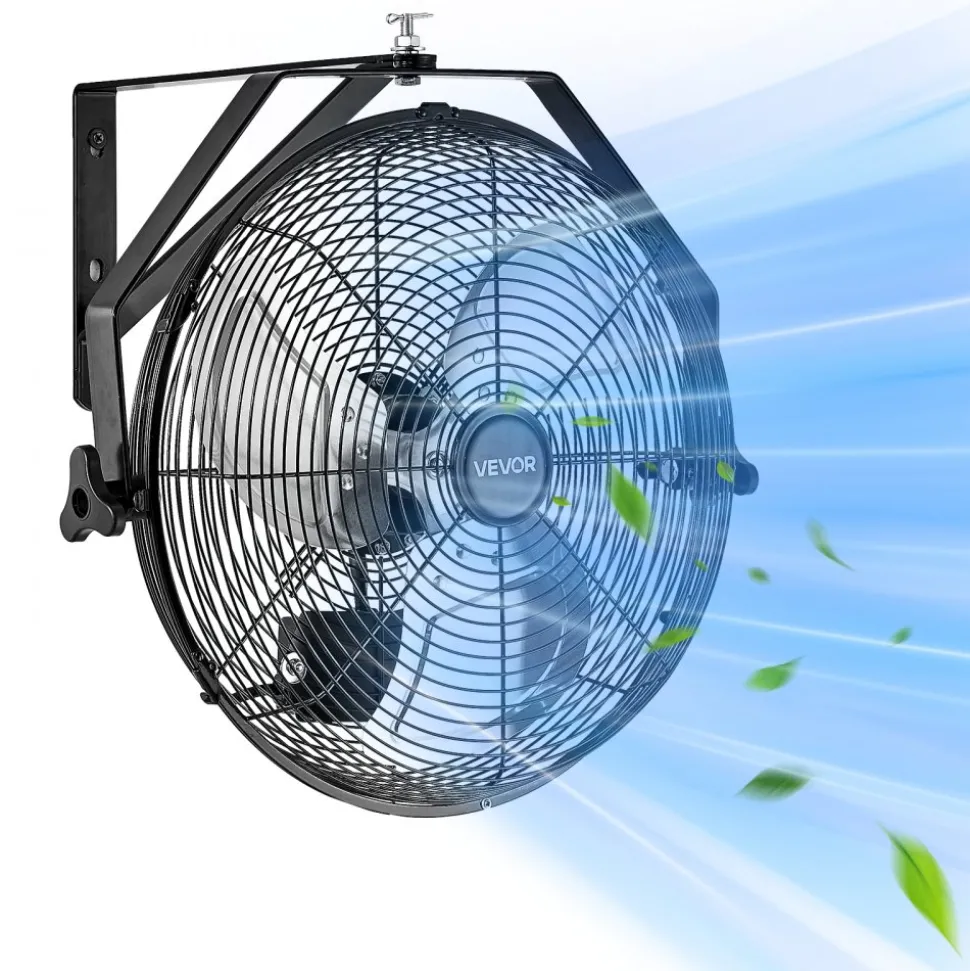 VEVOR 14 Inch Industrial Wall Mount Fan, High Velocity 2473 CFM Outdoor Fan with 3 Speeds, Waterproof IP44 Garage Wall Fan with Aluminum Blades for Workshop, Warehouse, Greenhouse