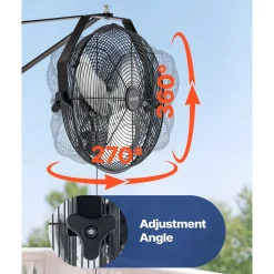 VEVOR 14 Inch Industrial Wall Mount Fan, High Velocity 2473 CFM Outdoor Fan with 3 Speeds, Waterproof IP44 Garage Wall Fan with Aluminum Blades for Workshop, Warehouse, Greenhouse
