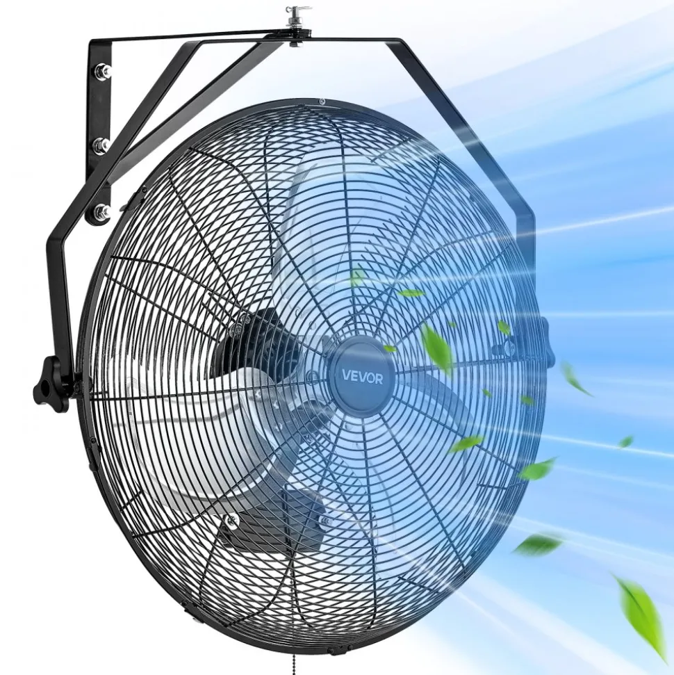 VEVOR 20 Inch Industrial Wall Mount Fan, High Velocity 4650 CFM Indoor Fan with 3 Speeds, Powerful Motor Garage Wall Fan with Aluminum Blades for Workshop, Warehouse, Greenhouse, Commercial