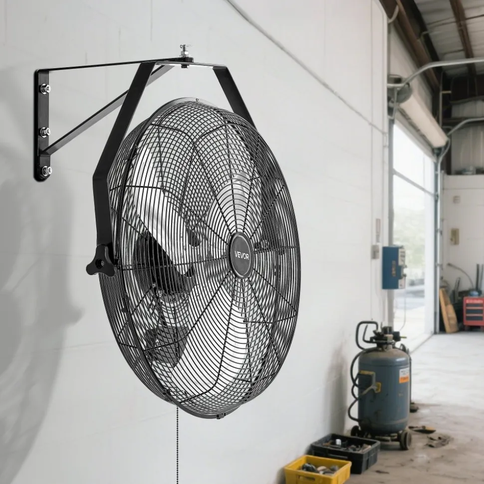 VEVOR 20 Inch Industrial Wall Mount Fan, High Velocity 4650 CFM Indoor Fan with 3 Speeds, Powerful Motor Garage Wall Fan with Aluminum Blades for Workshop, Warehouse, Greenhouse, Commercial