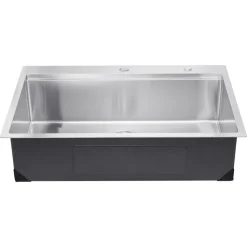 VEVOR 33 inch Kitchen Sink Workstation, 304 Stainless Steel Top Mount Sinks, Drop-In Single Bowl Farmhouse Basin with Ledge & Multiple Accessories, Household Dishwasher Sink for RV, Prep Kitchen, Bar