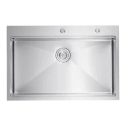 VEVOR 33 inch Kitchen Sink Workstation, 304 Stainless Steel Top Mount Sinks, Drop-In Single Bowl Farmhouse Basin with Ledge & Multiple Accessories, Household Dishwasher Sink for RV, Prep Kitchen, Bar