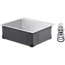 VEVOR 27 inch Kitchen Sink Workstation, 304 Stainless Steel Undermount Sink, Drop-In Single Bowl Farmhouse Basin with Ledge & Multiple Accessories, Household Dishwasher Sinks for RV, Prep Kitchen, Bar