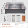 VEVOR 23 inch Kitchen Sink Workstation, 304 Stainless Steel Undermount Sink, Drop-In Single Bowl Farmhouse Basin with Ledge & Multiple Accessories, Household Dishwasher Sinks for RV, Prep Kitchen, Bar