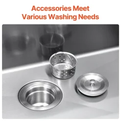 VEVOR 33 inch Kitchen Sink Workstation, 304 Stainless Steel Top Mount Sinks, Drop-In Single Bowl Farmhouse Basin with Accessories, Household Dishwasher Sinks for RV, Prep Kitchen, and Bar (Black)