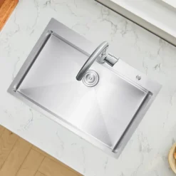 VEVOR 33 inch Kitchen Sink Workstation, 304 Stainless Steel Top Mount Sinks, Drop-In Single Bowl Farmhouse Basin with Accessories, Household Dishwasher Sinks for RV, Prep Kitchen, and Bar (Black)