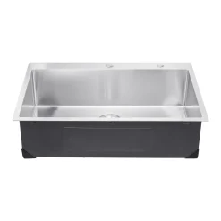 VEVOR 33 inch Kitchen Sink Workstation, 304 Stainless Steel Top Mount Sinks, Drop-In Single Bowl Farmhouse Basin with Accessories, Household Dishwasher Sinks for RV, Prep Kitchen, and Bar (Black)