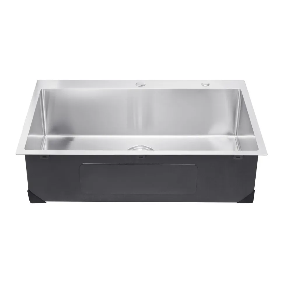 VEVOR 33 inch Kitchen Sink Workstation, 304 Stainless Steel Top Mount Sinks, Drop-In Single Bowl Farmhouse Basin with Accessories, Household Dishwasher Sinks for RV, Prep Kitchen, and Bar (Black)