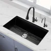 VEVOR 33 inch Kitchen Sink Workstation, Undermount Granite Sink, Drop-In Single Bowl Farmhouse Basin with Multiple Accessories, Household Dishwasher Sinks for RV, Prep Kitchen, and Bar (Black)