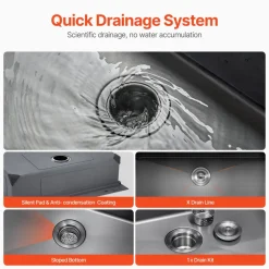 VEVOR 33 inch Kitchen Sink Workstation, 304 Stainless Steel Undermount Sink, Drop-In Double Bowl Farmhouse Basin with Ledge & Multiple Accessories, Household Dishwasher Sinks for RV, Prep Kitchen, Bar