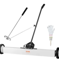 VEVOR 36-Inch Magnetic Sweeper with Wheels, 55 lbs Capacity, with Telescoping Magnetic Pickup Tool, Adjustable Handle, Magnetic Pickup Sweeper to Pick Up Nails and Screws, for Workshop, Garage, Yard
