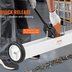 VEVOR 36-Inch Magnetic Sweeper with Wheels, 55 lbs Capacity, with Telescoping Magnetic Pickup Tool, Adjustable Handle, Magnetic Pickup Sweeper to Pick Up Nails and Screws, for Workshop, Garage, Yard