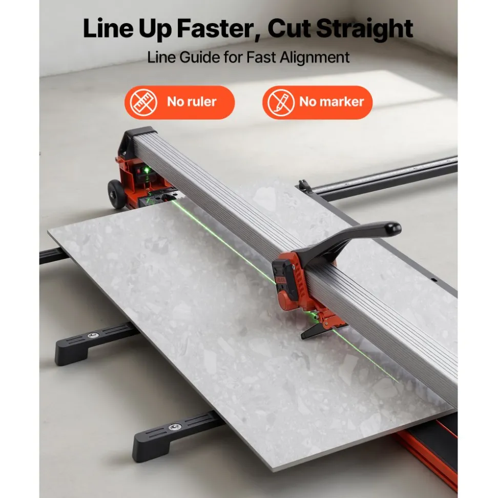 VEVOR 71-Inch Manual Tile Cutter, Upgraded Rail and Sliding Head, Precision Alignment Guide, Tungsten Carbide Cutting Wheel, Support Legs with Swivel Wheels, for DIY Pros, Ceramic, Floor, Wall Tiles