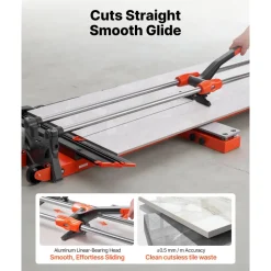 VEVOR 47.2-Inch Manual Tile Cutter, Upgraded Sliding Head Cutting Tool with Spring-Loaded Base, Angle Fence, Tungsten Carbide Cutting Wheel, Alignment Guide, for DIY Pros, Ceramic, Floor, Wall Tiles