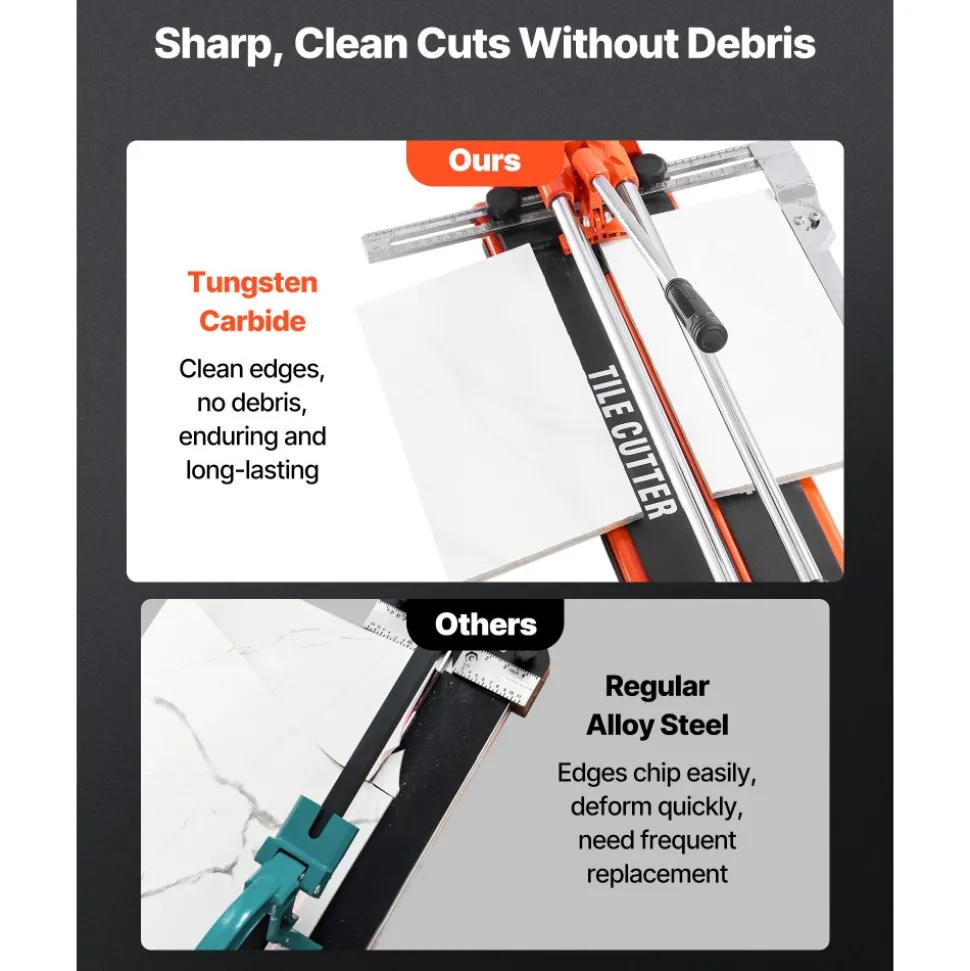 VEVOR 17-Inch Manual Tile Cutter for Wall & Polished Tiles,Double Rails for Precise Cutting, Tungsten Carbide Wheel,Non-Slip Handle,Anti-Displacement Pressure Rod,Precise Cuts for Pros & Beginners