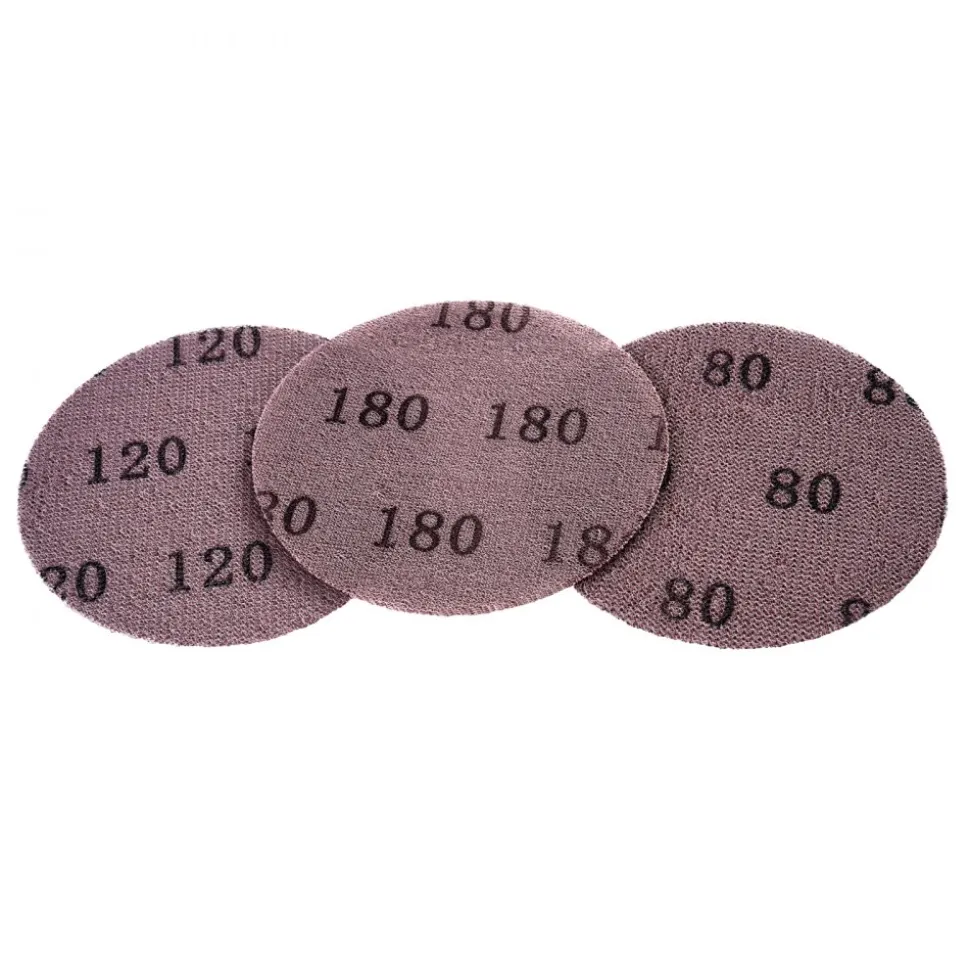 VEVOR 5-inch Mesh Abrasive Sanding Discs 50PCS, Grit 80/120/180/240/320 Assorted Anti-Clogging Ceramic Mesh Sandpapers, Hook-and-Loop Sanding Discs for Metal Wood Plaster, Car Body, Paint Removal