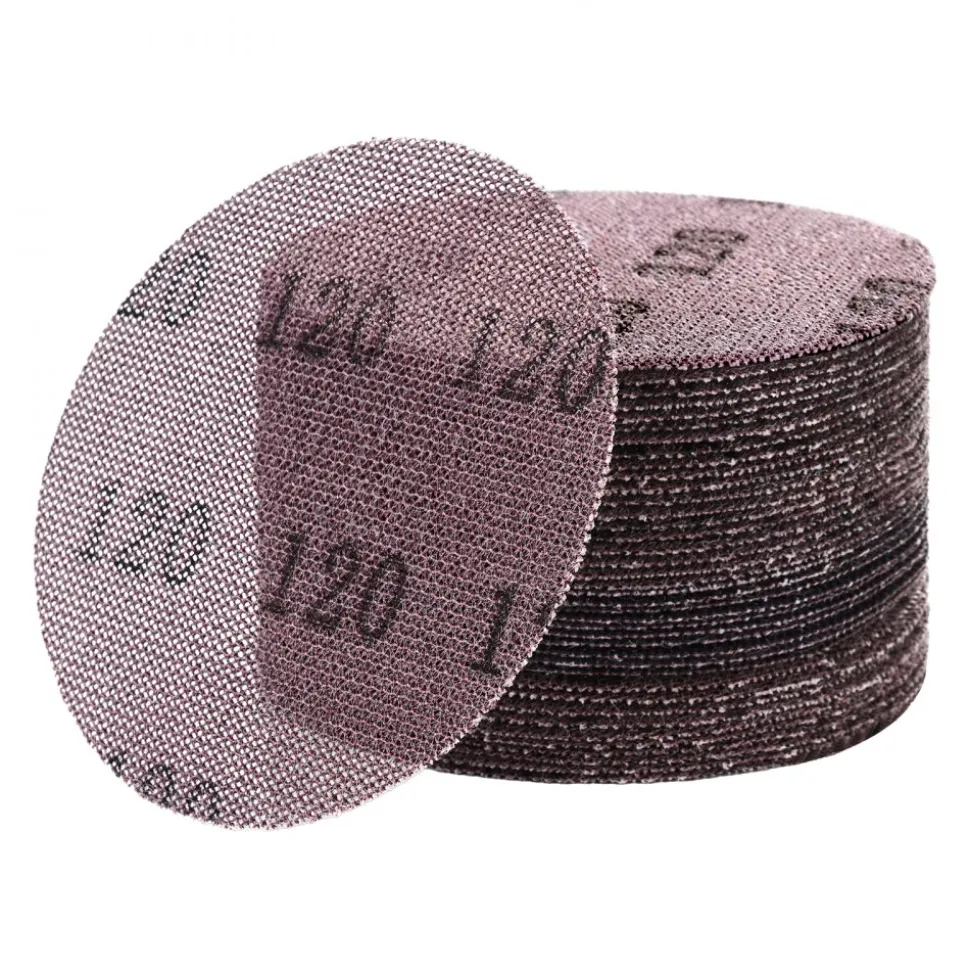 VEVOR 5-inch Mesh Abrasive Sanding Discs, 50PCS 120 Grit Anti-Clogging Ceramic Sandpapers Dust Free, Hook-and-Loop Sanding Discs for Metal Wood Plaster Sanding, Car Body Repair, Paint Removal