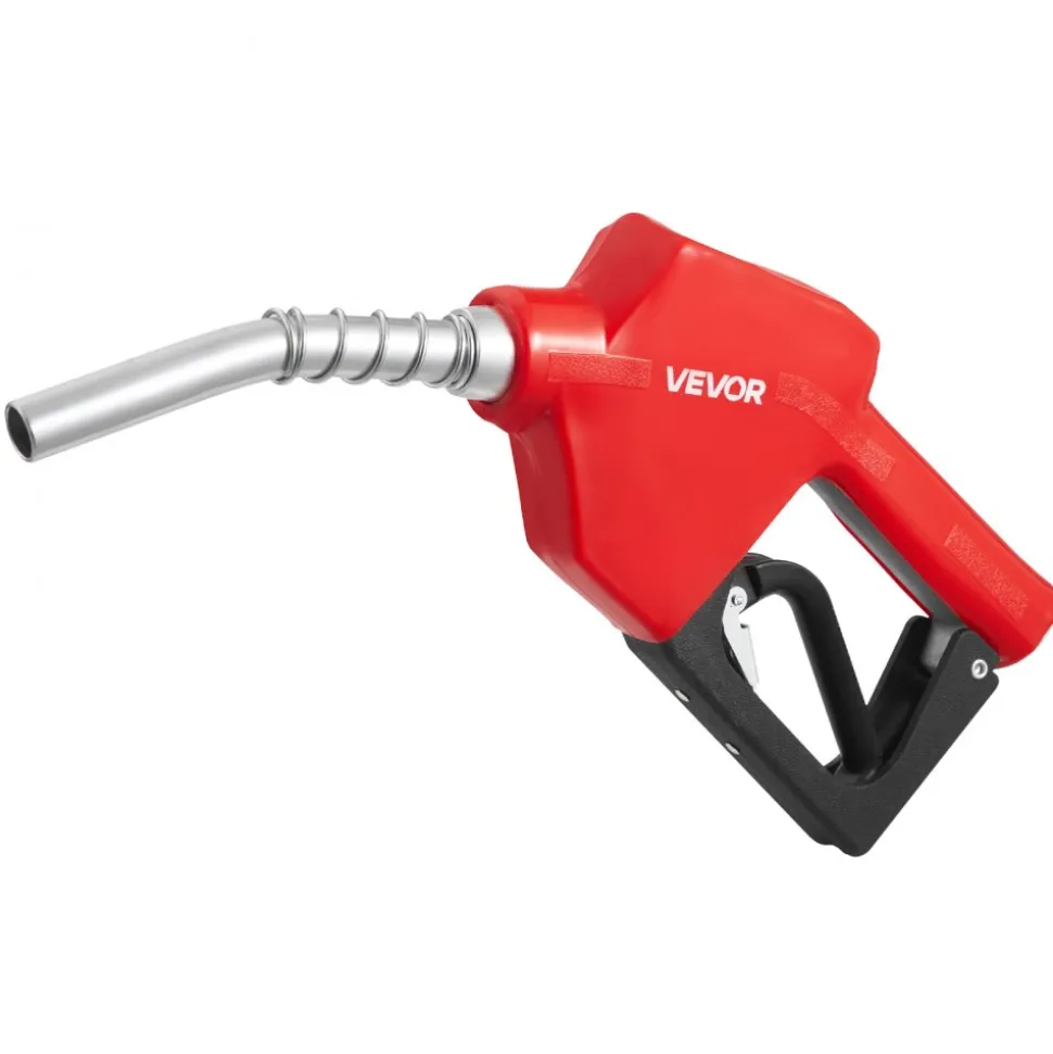 VEVOR 3/4-Inch NPT Automatic Fuel Nozzle, Max Flow Rate 11.8 GPM, Auto Shut Off Diesel Gas Pump Nozzle with 3-Speed Trigger Lock & 13/16-Inch (OD=20 mm) Spout for Gasoline, Diesel, Kerosene, Red