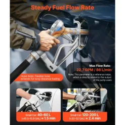 VEVOR 3/4-Inch NPT Fuel Nozzle with 10 ft Hose, Max Flow Rate 22.7 GPM, Diesel Gas Pump Nozzle with 2-Speed Trigger Lock & 0.78 in (OD=20 mm) Spout Used for Gasoline, Diesel, Kerosene, Silver
