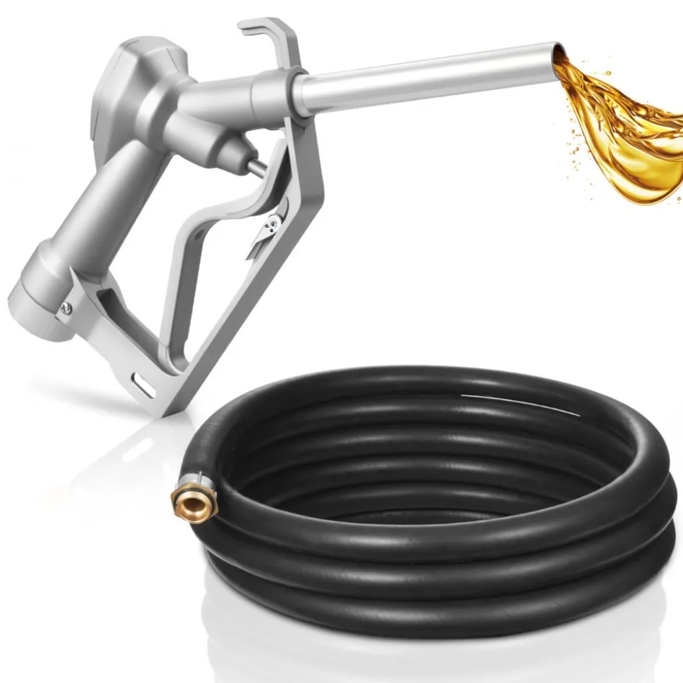 VEVOR 3/4-Inch NPT Fuel Nozzle with 10 ft Hose, Max Flow Rate 22.7 GPM, Diesel Gas Pump Nozzle with 2-Speed Trigger Lock & 0.78 in (OD=20 mm) Spout Used for Gasoline, Diesel, Kerosene, Silver