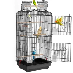 VEVOR 41-inch Open Top Large Parrot Bird Cage, Hanging Bird Cage for Parakeets Finches Canaries Lovebirds Cockatiels Budgies Small Quaker Conures Travel Pet Flight Birdcage with Swing and Perch
