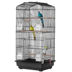 VEVOR 41-inch Open Top Large Parrot Bird Cage, Hanging Bird Cage for Parakeets Finches Canaries Lovebirds Cockatiels Budgies Small Quaker Conures Travel Pet Flight Birdcage with Swing and Perch