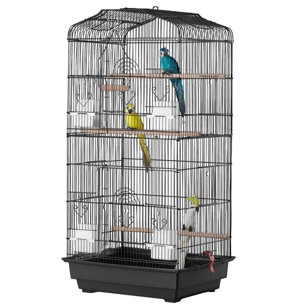 VEVOR 41-inch Open Top Large Parrot Bird Cage, Hanging Bird Cage for Parakeets Finches Canaries Lovebirds Cockatiels Budgies Small Quaker Conures Travel Pet Flight Birdcage with Swing and Perch