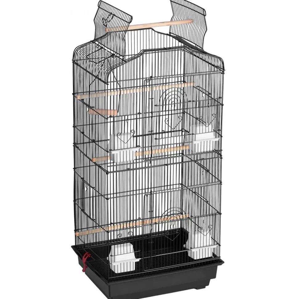 VEVOR 41-inch Open Top Large Parrot Bird Cage, Hanging Bird Cage for Parakeets Finches Canaries Lovebirds Cockatiels Budgies Small Quaker Conures Travel Pet Flight Birdcage with Swing and Perch