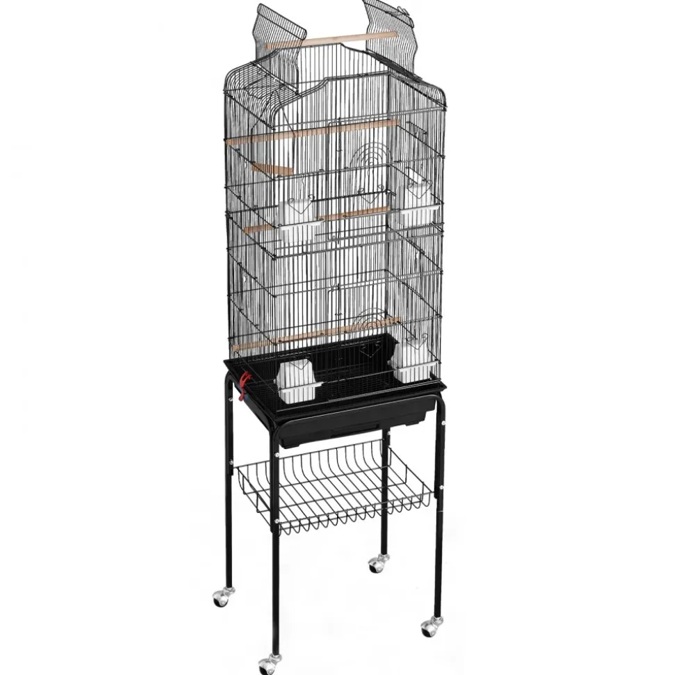 VEVOR 64-inch Open Top Large Parrot Bird Cage with Detachable Rolling Stand for Parakeets Finches Canaries Lovebirds Cockatiels Budgies Small Quaker Conures Flight Birdcage with Swing and Perch