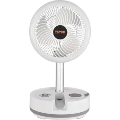 VEVOR 10 inch Portable Foldable Rechargeable Oscillating Fan, 3-in-1 Battery Operated with Remote Control, Quiet Desk/Table Pedestal Fan, 9 Speeds,90-degree Auto Left/Right Rotation,for Home,Office