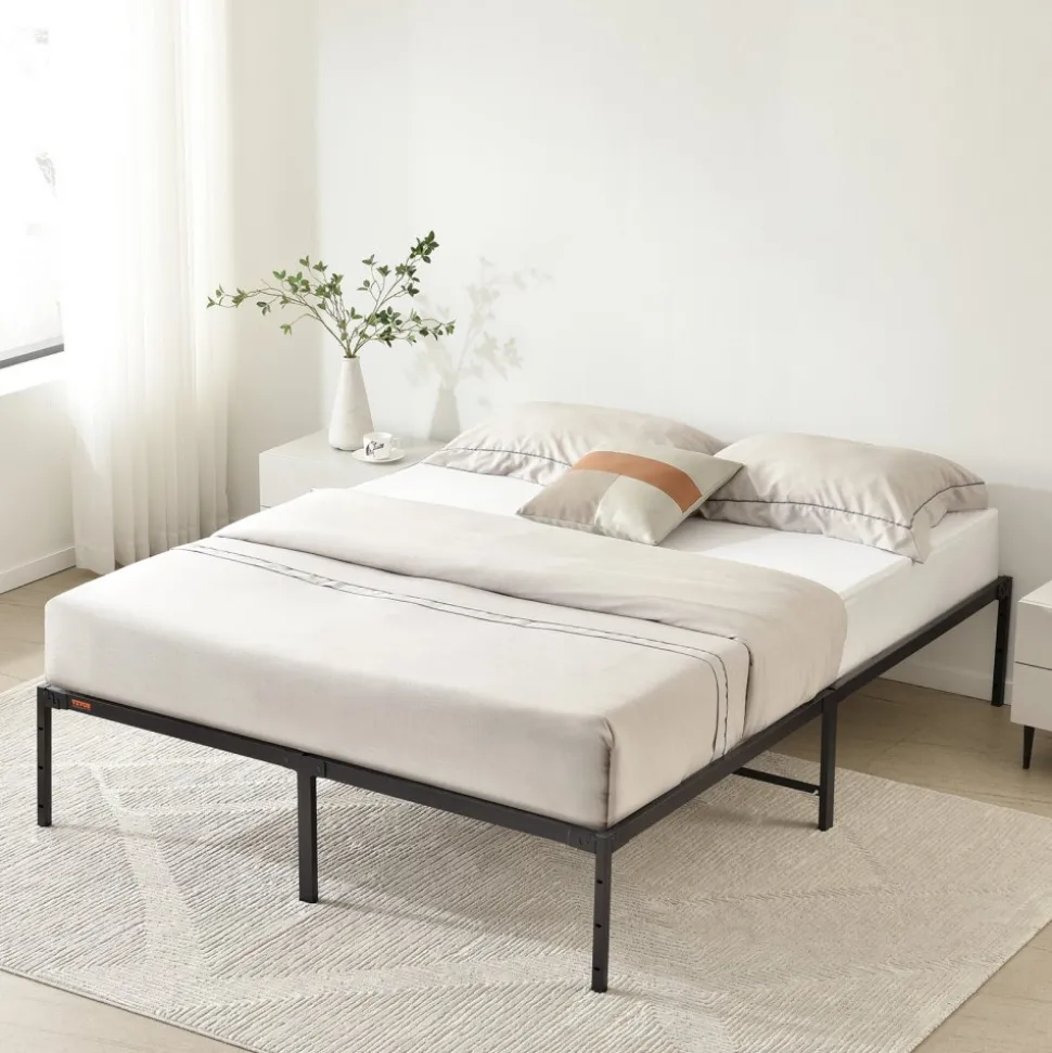 VEVOR 14 Inch Queen Metal Bed Frame Platform, No Box Spring Needed, 1500 lbs Loading Capacity Embedded Heavy Duty Mattress Foundation with Steel Slat Support, Easy Assembly, Noise Free