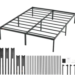 VEVOR 14 Inch Queen Metal Bed Frame Platform, No Box Spring Needed, 1500 lbs Loading Capacity Embedded Heavy Duty Mattress Foundation with Steel Slat Support, Easy Assembly, Noise Free