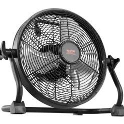 VEVOR 10 inch Rechargeable Battery Operated Camping Floor, High Velocity Portable Outdoor Fan with Metal Frame, Copper Brushless Motor, 360-degree Manual Rotation,for Fishing,Traveling, Picnicking