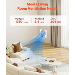 VEVOR 7.5-Inch Room to Room Fan, 2-in-1 305 CFM Through Wall Fan with Remote Control & Two-Way Airflow, 10-Speed Ventilation Quiet Vent for Kitchen, Living & Laundry Room Workshop