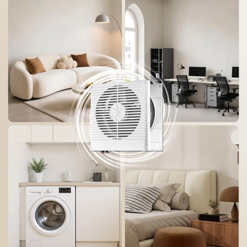 VEVOR 7.5-Inch Room to Room Fan, Through Wall Fan with AC Motor & Bi-directional Adjustable Wind, 180 CFM Ventilation Quiet Exhaust Vent for Kitchen, Living & Laundry Room, Workshop