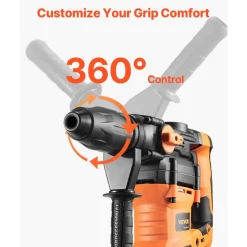 VEVOR 1-9/16 Inch SDS-Max Rotary Hammer Drill, 13Amp Corded Drills, Heavy Duty Chipping Hammers with Vibration Control & Safety Clutch, Electric Demolition Hammers Variable Speed, Power Tool For Concr