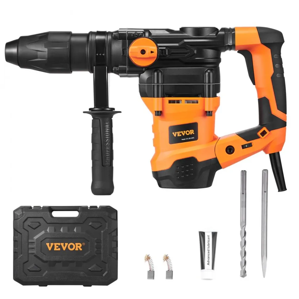 VEVOR 1-9/16 Inch SDS-Max Rotary Hammer Drill, 13Amp Corded Drills, Heavy Duty Chipping Hammers with Vibration Control & Safety Clutch, Electric Demolition Hammers Variable Speed, Power Tool For Concr