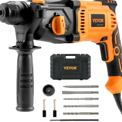 VEVOR 1 Inch SDS-Plus Rotary Hammer Drill, 8 Amp Corded Drills, Heavy Duty Chipping Hammers with Safety Clutch, Electric Demolition Hammers, Taladro Rotomartillo, Power Tool For Concrete