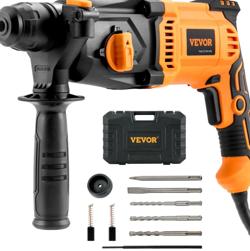 VEVOR 1 Inch SDS-Plus Rotary Hammer Drill, 8 Amp Corded Drills, Heavy Duty Chipping Hammers with Safety Clutch, Electric Demolition Hammers, Taladro Rotomartillo, Power Tool For Concrete