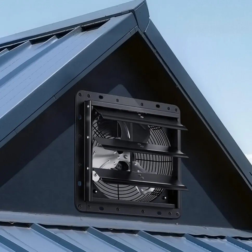 VEVOR 10 inch Shutter Exhaust Fan Wall-Mount Variable Speed Temperature, Automatic Louvers Sturdy Steel Housing, Low Noise, Ventilation and Cooling for Attic, Garage, Barn, Greenhouse, Workshop