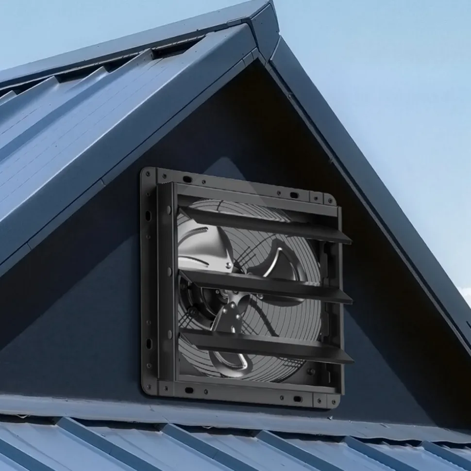 VEVOR 10 Inch Shutter Exhaust Fan Wall Mounted Automatic Louvers EC Motor, Steel Housing, Temperature & Humidity Controller, Ventilation & Cooling for Attic, Garage, Barn, Greenhouse, Workshop, Black