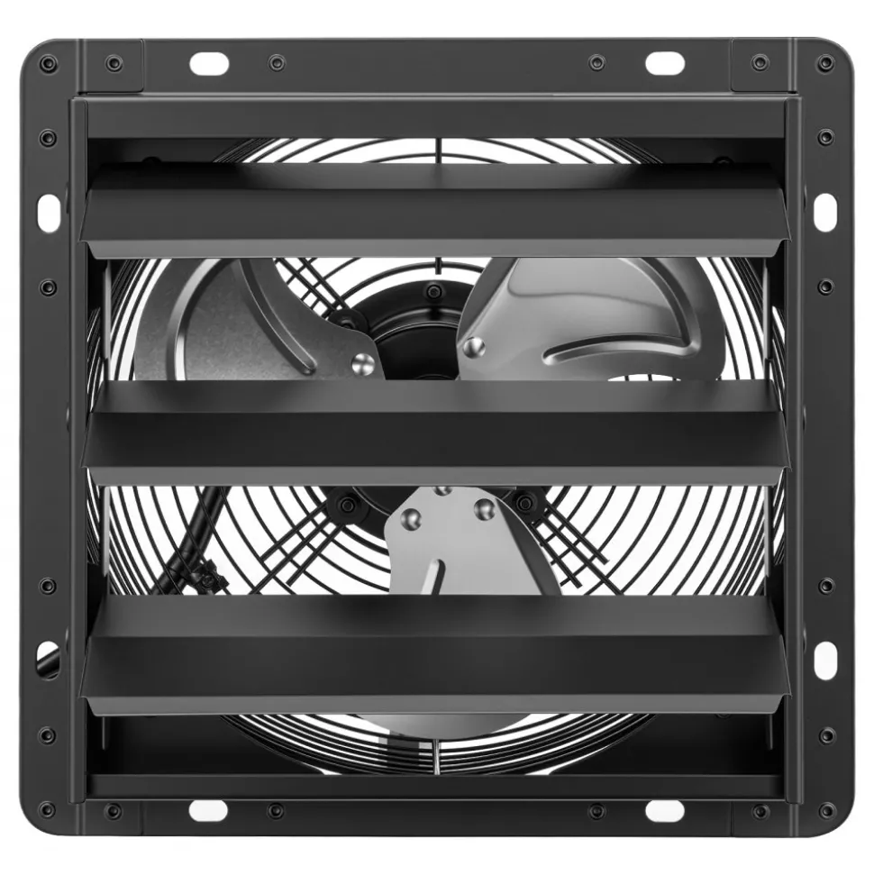 VEVOR 10 Inch Shutter Exhaust Fan Wall Mounted Automatic Louvers EC Motor, Steel Housing, Temperature & Humidity Controller, Ventilation & Cooling for Attic, Garage, Barn, Greenhouse, Workshop, Black