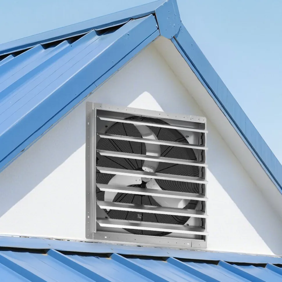 VEVOR 36 Inch Shutter Exhaust Fan Wall Mounted Automatic Louvers Silver, Sturdy Steel Housing, Low Noise, AC Motor, 9761 CFM Ventilation and Cooling for Attic, Garage, Barn, Greenhouse, Workshop