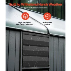 VEVOR 10 inch Shutter Exhaust Fan, Wall Mounted Attic Vent Fan with Smart Programming Variable Speed Temperature Control, 1000 CFM,EC Motor,Timer, for Shed,Garage,Greenhouse Ventilation Cooling,Black