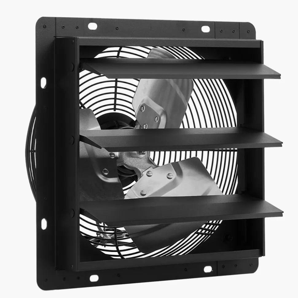 VEVOR 10 inch Shutter Exhaust Fan, Wall Mounted Attic Vent Fan with Smart Programming Variable Speed Temperature Control, 1000 CFM,EC Motor,Timer, for Shed,Garage,Greenhouse Ventilation Cooling,Black