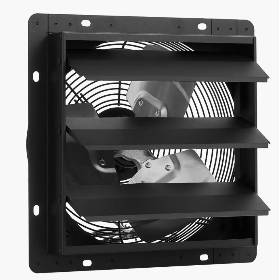 VEVOR 10 inch Shutter Exhaust Fan, Wall Mounted Attic Vent Fan with Smart Programming Variable Speed Temperature Control, 1000 CFM,EC Motor,Timer, for Shed,Garage,Greenhouse Ventilation Cooling,Black